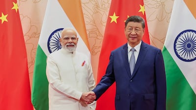India's Prime Minister Narendra Modi, left, with China's President Xi Jinping. Indian Prime Minister's Office via AP