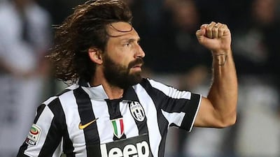 Andrea Pirlo celebrates after scoring against Empoli on Saturday in a Serie A victory. Claudio Giovannini / EPA / November 1, 2014