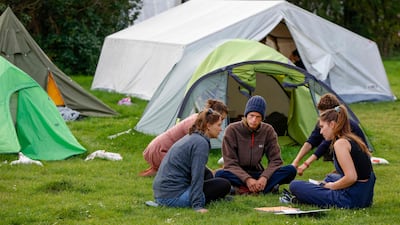 Climate activists at a protest camp in Berlin. The activists were involved in a weeks-long hunger strike as they demanded meetings with German party leaders to discuss the environment. AFP