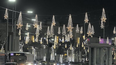 Christmas decorations at the boulevard in downtown Dubai.