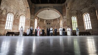 Religious leaders take part in an interfaith prayer session in Berlin, Germany. Getty Images