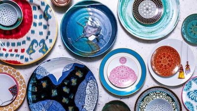 Custom-designed tableware produced by The Urban Yogi, which works with artisans in India and the UAE. Styling by Sarah Maisey / The National; photo by Victor Besa for The National