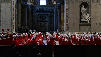 Members of the clergy attend a mass on the day of Saints Peter and Paul feast at St Peter's Basilica in The Vatican. AFP