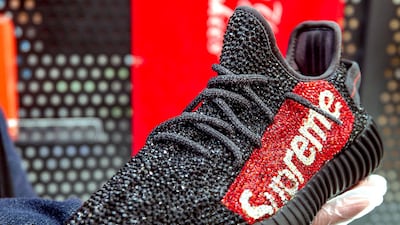 Yeezy Boost 350 V2 Black at Sneaker District, Abu Dhabi; Dh22,000. Photo: Victor Besa / The National