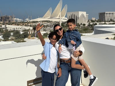 The writer with her sons Ameen, 10, and Maleek, 6. Fadah Jassem / The National