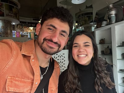 The writer with actor Amir El-Masry in Cairo in 2023. Salma Arafa / The National
