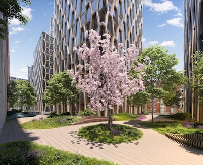 The private residents' gardens on the fourth level of The Broadway. Photo: Luxury Marketing House