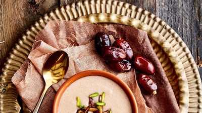 Date phirni at Indian Palace comprises cashew nut powder, cardamom powder and medjool date paste.