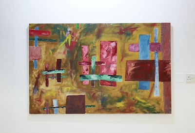 Mohammed Ahmed Ibrahim's 'The Universe After the Sun' (1988), which survived the fire that consumed all of Ibrahim's works, and later showed up in Abu Dhabi's first artist-run space. Victor Besa / The National Reporter