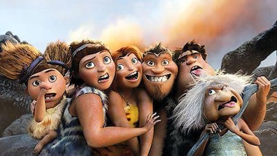 The Croods, an animated film about prehistoric cave dwellers, features the voice talents of Nicholas Cage, Emma Stone and Ryan Reynolds. Courtesy Dreamworks Animation