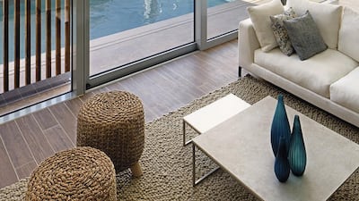 The homes have been set up with marine-inspired show furniture