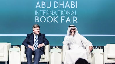 Saif Ghobash, director general of of Abu Dhabi Department of Tourism and Culture, with Robert Rostek, Poland's ambassador, at an Abu Dhabi International Book Fair press conference. Courtesy of DCT Abu Dhabi