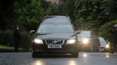 The funeral procession of John Hume arrives at St Eugene's Cathedral in Derry on Tuesday. Reuters