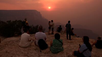 Smoke from the Dragon Bravo Fire at Grandeur Point on the southern rim of Grand Canyon in Arizona. Reuters
