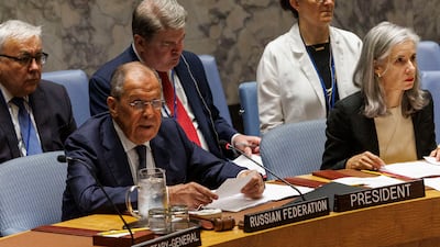 Russian Foreign Minister Sergey Lavrov addresses the UN Security Council. EPA