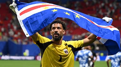 Cape Verde's goalkeeper Vozinha celebrates after a string of saves earned his side a point. AFP