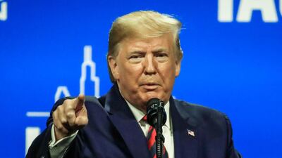 US President Donald Trump spoke to the press before a trip to Chicago. EPA