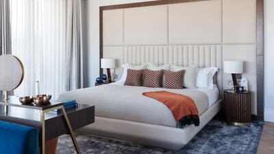 A bedroom in the Singer Suite.