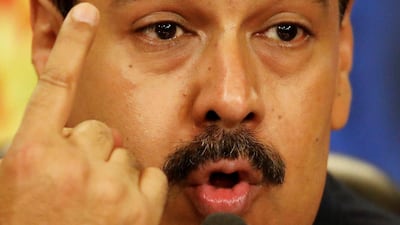 FILE PHOTO: Venezuela's President Nicolas Maduro talks to the media during a news conference at Miraflores Palace in Caracas, Venezuela October 17, 2017. REUTERS/Carlos Garcia Rawlins/File Photo