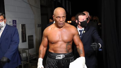 Mike Tyson, pictured in Los Angeles on November 28, 2020, before he faced Ray Jones Jr in the ring. AP