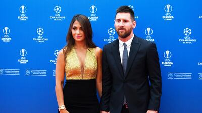 Messi and his wife Antonella Roccuzzo. EPA
