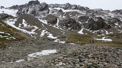 Hiking in Ushuaia. The students were disappointed to find the glacier had melted.