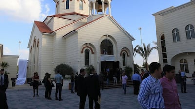 Armenians gather to witness the recent consecration of the Holy Martyrs’ Armenian Church at Mussaffah in Abu Dhabi. Ravindranath K / The National