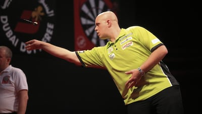 Michael van Gerwen has adapted best to the heat and outdoor surroundings of the Dubai Duty Free Darts Masters. Sarah Dea / The National
