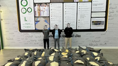 Three men were found unloading the drug consignment, leading to their arrest. Dubai Police