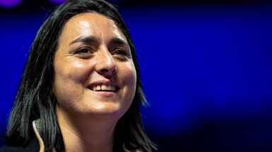 Ons Jabeur of Tunisia talks to the media ahead of WTA Finals Riyadh as part of the Hologic WTA Tour at King Saud University Indoor Arena in October 2024 in Riyadh, Saudi Arabia. Getty