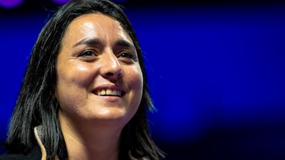 Ons Jabeur of Tunisia talks to the media ahead of WTA Finals Riyadh as part of the Hologic WTA Tour at King Saud University Indoor Arena in October 2024 in Riyadh, Saudi Arabia. Getty