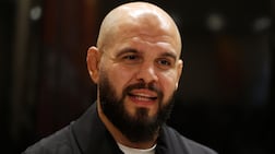 Tarek Suleiman speaking at the London Sport Institute launch by Middlesex University Dubai, held at the Armani Hotel, Burj Khalifa, Dubai. Chris Whiteoak / The National