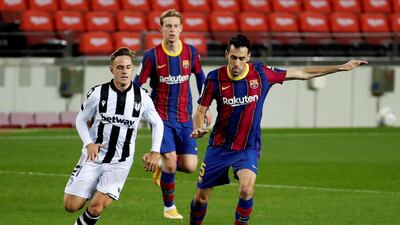 Sergio Busquets, 5 - The midfield stalwart made his 593th competitive outing for the Blaugrana to move level with Carles Puyol in the club’s list of all-time greats, at least in terms of appearances, but he was largely a spectator and was substituted after the break. EPA