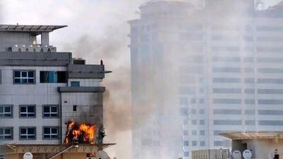 The blaze broke out at 2am yesterday on the first floor of the 40-storey Al Tayer tower in the Al Nahda area.