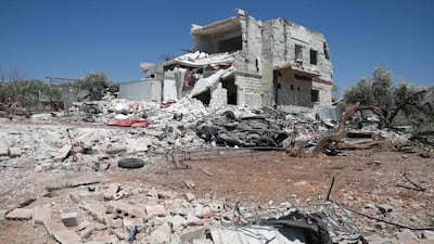A house damaged by Russian air strikes on the western outskirts of Idlib. AFP