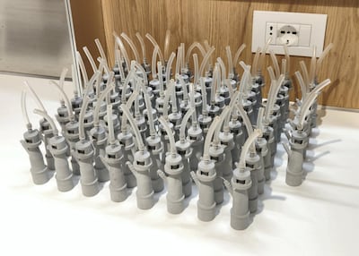 3D-printed valves for coronavirus patients at a hospital in Brescia. Reuters