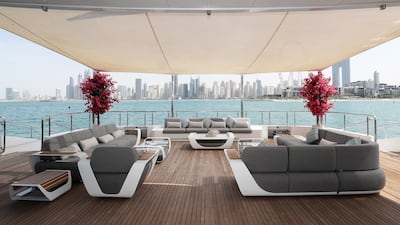 A sitting area on the deck of 'Moonlight ll'.