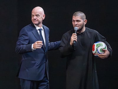 World Sports Summit at Madinat Jumeirah, Day 1, Opening sessions and attendence. Gianni Infantino and Khabib Nurmagomedov. Antonie Robertson/The National
