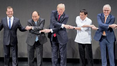At the Association of South East Asian Nations Summit in the Philippines in 2017, then president Donald Trump struggled to join hands literally with other Asian leaders for a photo-op. The internet, as always, had a field day as images and clips of the awkward moment went viral. AFP