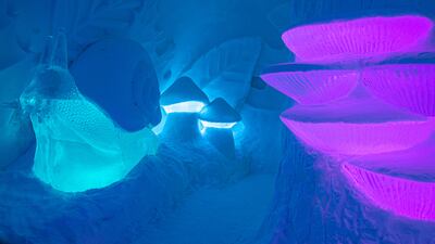Travellers can sleep under giant mushroom-spheres with a friendly snail companion at Icehotel 33. Photo: Asaf Kliger