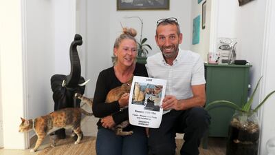Jacqueline and David Appleby found their cat, Monty, but Blacky and Winnie are still missing. Pawan Singh / The National