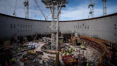 Construction work on the reinforced concrete and steel home of a reactor at Nuclear Island 1, at Hinkley Point C nuclear power plant, near Bridgwater in Somerset, England. PA