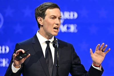 Jared Kushner speaks addresses the World Economic Forum Annual Meeting in Davos. AFP