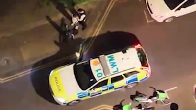 Footage taken by a drone shows a suspect being detained in London. Photo: Metropolitan Police