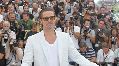 Brad Pitt at the press conference after the screening of the controversial Tree of Life in Cannes.