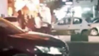 A handout photo made available from a video by Iranian state TV (IRIB) shows the moment of an explosion at the Sina Athar health center in the north of Tehran, Iran. EPA