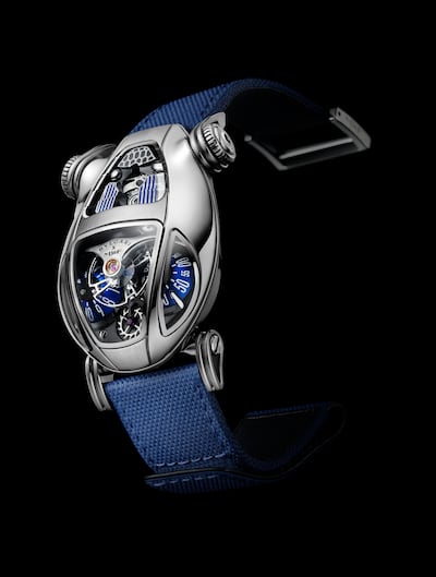 The MB&F x Bvlgari Serpenti watch is thought to be the first time a woman's watch has laid out the styling for a man's watch. Photo MB&F x Bvlgari