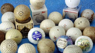 Gutta percha and rubber-core golf balls. Getty Images
