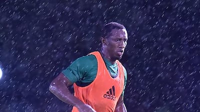 The UAE's Ahmed Khalil in training ahead of the match against Thailand. Courtesy UAE FA