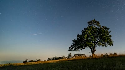 A shooting star during the Perseids meteor shower near Salgotarjan, northern Hungary. EPA
